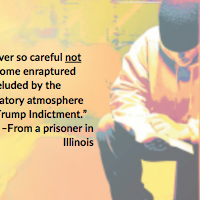 I am ever so careful *not* to become enraptured and deluded by the celebratory atmosphere of a “Trump Indictment.” –From a prisoner in Illinois