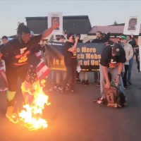 Screengrab from video of protest