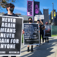 Revcoms at the Holocaust Museum, LA, on International Holocaust Remembrance Day.