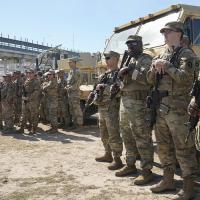 National Guard at Texas-Shelby Park Press Conference February 4, 2024.