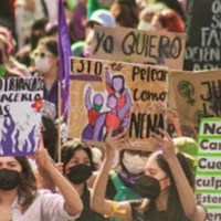 Demonstration on March 8, 2023 in Mexico City. Placard on left: “Burn down patriarchy to reduce it to ashes.”