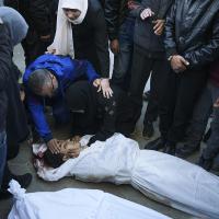 Palestinians mourn their relatives killed in the Israeli bombardments of the Gaza Strip, February 29, 2024.