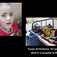 Yazan Al-Kafarna, 10 years old, died in hospital in Rafah