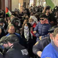 Protesting students confronting NYPD brutality