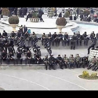 Iran’s morality police agent staging area in Tehran’s City Theater. (Credit: Akhbar-Rooz.com)