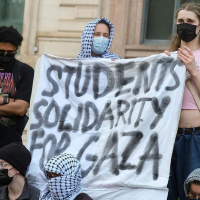 Encampment for Gaza at School of the Art Institute in Chicago, May 4, 2024. 