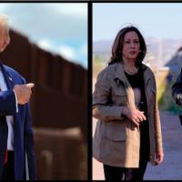 Trump and Harris at the border wall