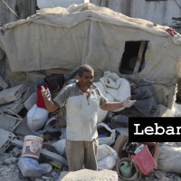 Lebanese man expresses outrage at destruction by Israeli bomb