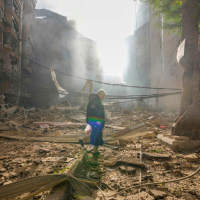 Rubble in Dahiyeh, Beirut, Lebanon from Israeli airstrike, October 3, 2024.