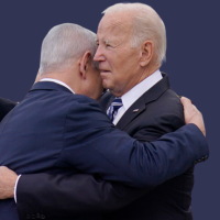 Biden and Israeli Prime Netanyahu embrace, October 18, 2023.