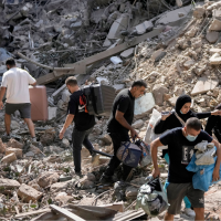 Destruction in Beirut, Lebanon from Israeli airstrike, October 11, 2024.