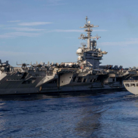 The aircraft carrier USS Abraham Lincoln on its way to the Middle East, August 14, 2024.