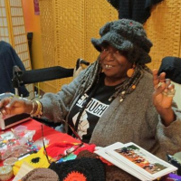 Woman at fundraising table