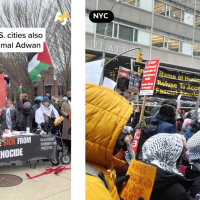 In Boston and NYC doctors, healthcare workers, and medical students demonstrated against the genocide in Gaza, January 6, 2025.