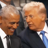 Obama and Trump joking at Jimmy Carter’s funeral.