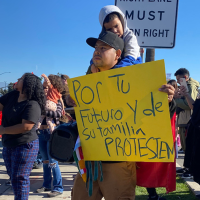 Bakersfield, California protest called by the local Rapid Response Network: “Is it time to put something on the line to stop this?” YES!