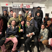 Group of performers at Revolution Books Event, February 20, 2025.