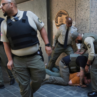 Federal police arrest a protester in Los Angeles, June 6, 2025.