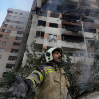 Damage to an apartment building in northern Tehran, Iran from Israeli airstrike, June 13, 2025.