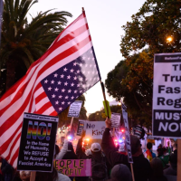 Protest by Refuse Fascism NorCal on July 4