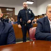 Emil Bove in court with his client Trump.