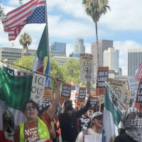 150 people took to the streets of Los Angeles in a defiant and boisterous  “March for Humanity,” July 26, 2026.
