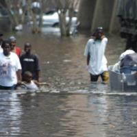 People wading after Hurricane Katrina