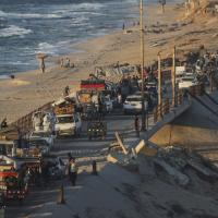 Displaced Palestinians—with no place to go—flee Gaza Strip along the Sea Road, September 4, 2025.