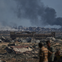 Smoke from Israel airstrike on Gaza City, October 2, 2025