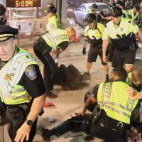 Police arrest anti-Gaza genocide protesters in Boston, October 7, 2025.