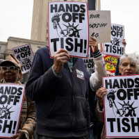 Protesting the indictment of New York Attorney General Letitia James, October 10, 2025.