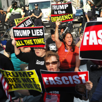 Thousands oppose President Trump’s policies in New York Times Square, September 23, 2025.