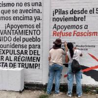 Mural in support of Refuse Fascism call for November 5 painted by people in Colombia.