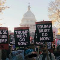 Refuse Fascism signs at the Capitol building