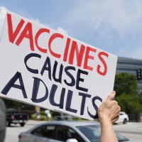 Protesters for vaccines outside CDC in Atlanta, June 25, 2025.