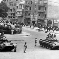 CIA sponsored coup against Iran premier Mohammed Mosaddeq. Pro-Shah troops in the streets of Tehran, 1953. 