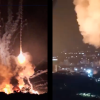Screengrabs from videos of U.S. bombing of Caracas, Venezuela