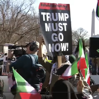 Refuse Fascism joins protest against war in Iran in Washington, DC, February 28, 2026.