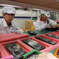 Most Apple iPhones were assembled at this Foxconn factory in southern China. Foxconn employed 450,000 workers.