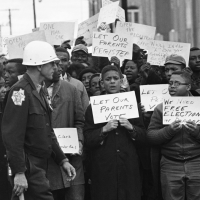 Young people protest for voter’s rights at the courthouse in Selma, Alabama, February 5, 1965.