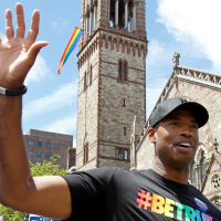 Jason Collins, NBA player, marches in Boston’s gay pride parade, June 8, 2013.