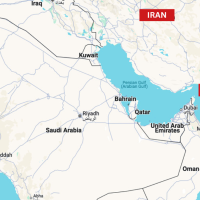 Map with Iran and Israel labelled