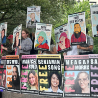 Supporters of Prairieland 8 Defendants rally, Fort Worth, Texas, June 23, 2026.
